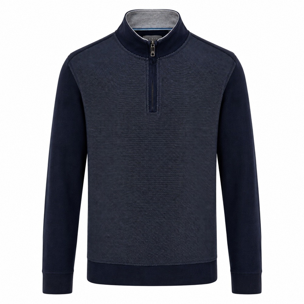 Ted Baker Mens Navy Blue Textured Quarter Zip Pullover Sweater Size L 1816488